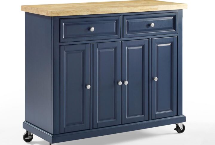 Bring classic style and function to your kitchen with the Madison Kitchen Island/Cart. Featuring a built-up countertop