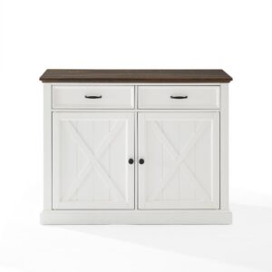 the Clifton Kitchen Island has a classic x motif that adorns the cabinet doors