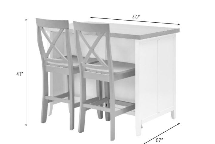 The Silvia Kitchen Island with X-Back Stools offers storage