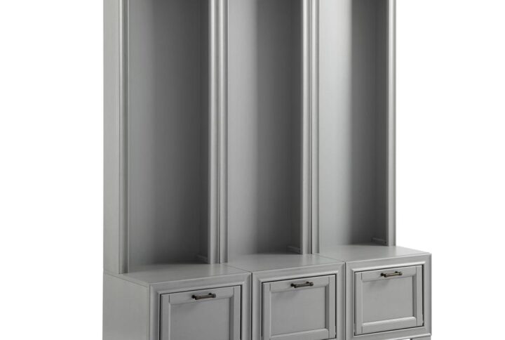 The Tara 3pc Entryway Set combines three hall trees together to offer optimal space for your foyer or mudroom. The sleek profile of the set offers six double prong hooks for hanging coats