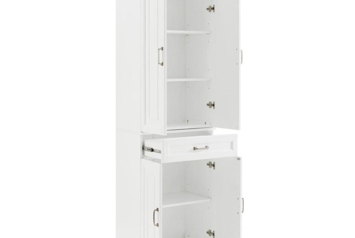 The Stanton Pantry combines classic styling with the versatility of modular design. Featuring adjustable shelves in the lower and upper cabinets plus a full-extension drawer