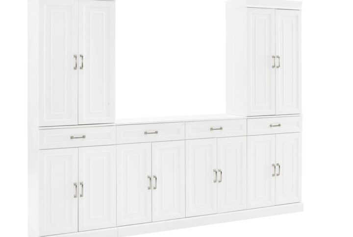 Amazingly versatile with storage galore! The Stanton 3pc Sideboard and Pantry Set has the look of classic built-in cabinetry with a flexible modular design. Featuring a total of six large cabinets with adjustable shelves and panel doors