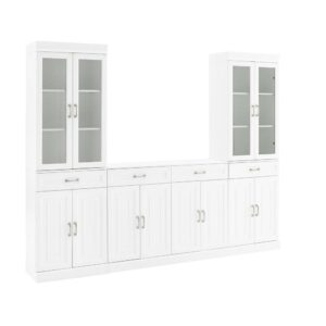 Amazingly versatile with storage galore! The Stanton 3pc Sideboard and Glass Door Pantry Set has the look of classic built-in cabinetry with a flexible modular design. Featuring a total of six large cabinets with adjustable shelves