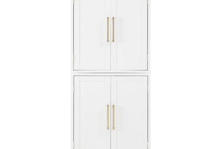 The Roarke Kitchen Pantry Storage Cabinet is functional and flexible. With four adjustable shelves