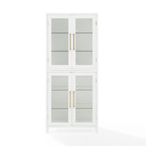 this display cabinet is ideal for home organization in the kitchen or living room. Comprised of two modular accent cabinets