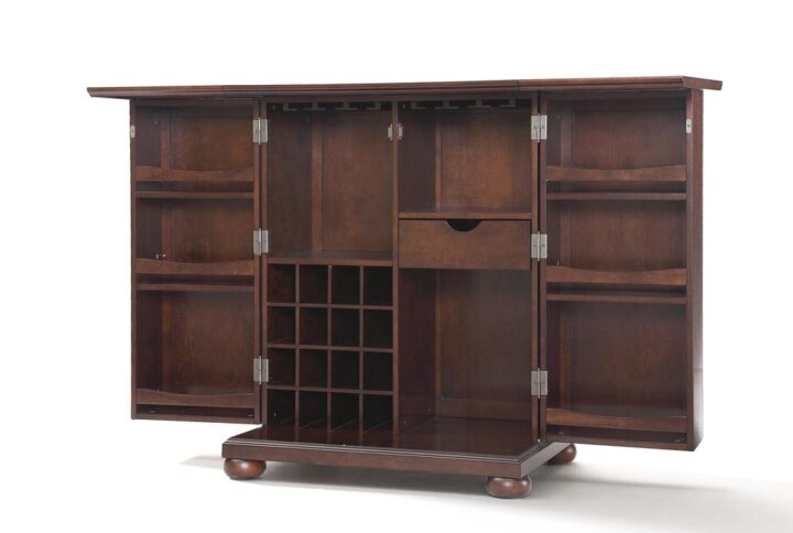 Maximize storage and style with the Alexandria Expandable Bar Cabinet. Closed