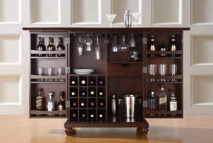 Maximize storage and style with the Cambridge Expandable Bar Cabinet. Closed