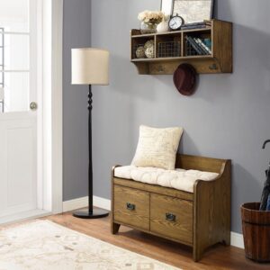 the Fremont 2pc Entryway Set offers a variety of storage in a petite package.  The shelf offers three double hooks for coats