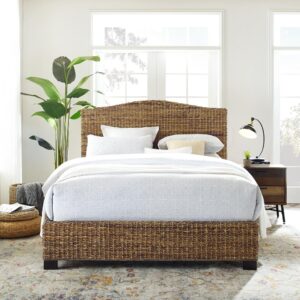 coastal vibe of the Serena Queen Bed. Featuring a natural banana leaf weave