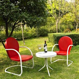 Add retro simplicity to your outdoor retreat with the Griffith 3pc Outdoor Chair Set. Available in a variety of vibrant colors