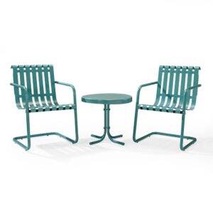 Prepare to be swept back in time with the Gracie 3pc Outdoor Chair Set. These patio chairs have a retro slatted design and use a cantilevered base allowing just enough flex for lounging in comfort. Made of durable steel