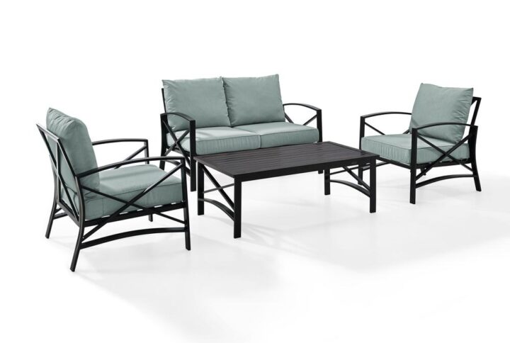 Entertain in classic style with the Kaplan 4pc Conversation Set. Comprised of a loveseat