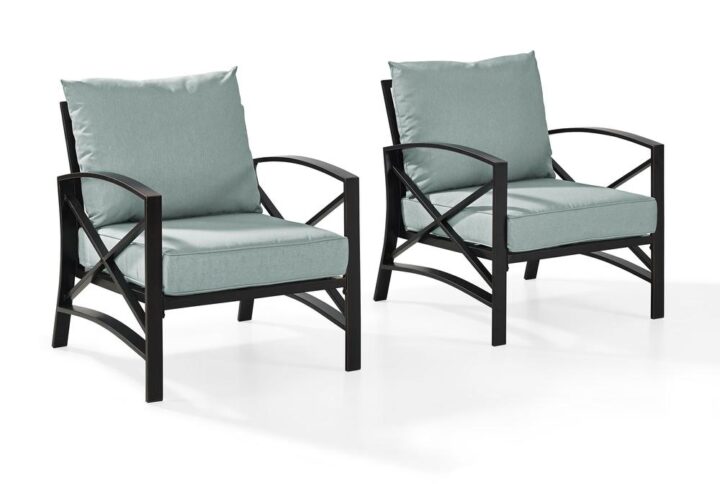 Lounge in classic style with the Kaplan 2pc Outdoor Chair Set. Made from sturdy steel with a transitional x-back design