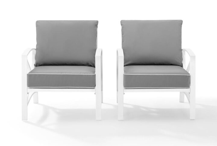 Lounge in classic style with the Kaplan 2pc Outdoor Chair Set. Made from sturdy steel with a transitional x-back design
