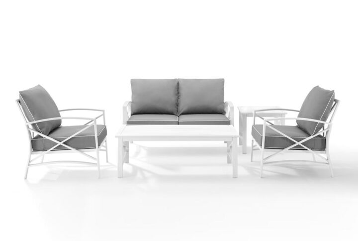 Gather together for a relaxing time outdoors with the Kaplan 5pc Conversation Set. Comprised of a sofa