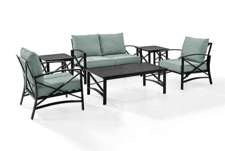 Gather together for a relaxing time outdoors with the Kaplan 6pc Conversation Set. Comprised of a sofa