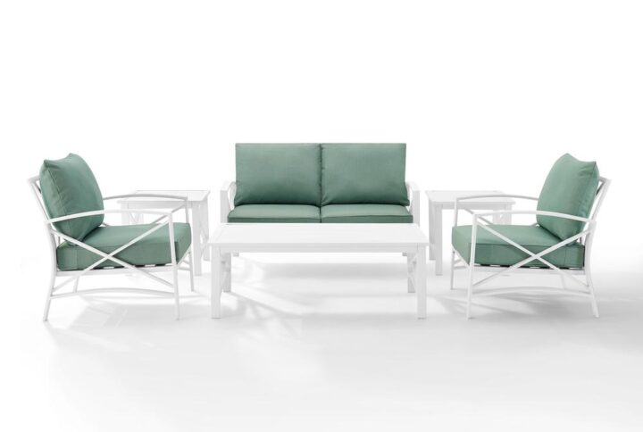 Gather together for a relaxing time outdoors with the Kaplan 6pc Conversation Set. Comprised of a sofa