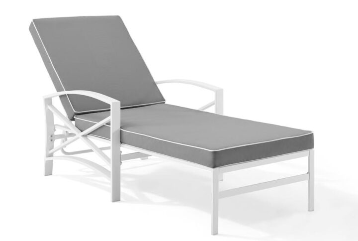 Transform your outdoor space into your own relaxing oasis with the Kaplan Chaise Lounge. Adjust the backrest to any of the six different positions and feel your worries drift away. With a durable powder-coated steel frame and moisture-resistant cushions