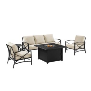 Enjoy an evening by the fire with the Kaplan 5pc Outdoor Sofa Set. A sofa