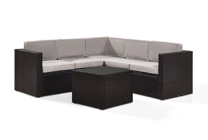 Enjoy entertaining outside with the Palm Harbor 6pc Sectional Set. Crafted with all-weather resin wicker woven over durable steel frames