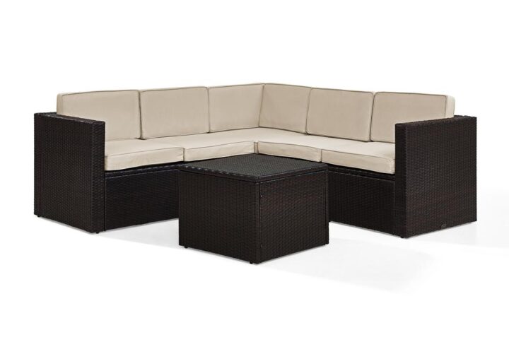 Enjoy entertaining outside with the Palm Harbor 6pc Sectional Set. Crafted with all-weather resin wicker woven over durable steel frames
