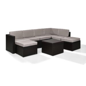 Enjoy entertaining outside with the Palm Harbor 8pc Sectional Set. Crafted with all-weather resin wicker woven over durable steel frames
