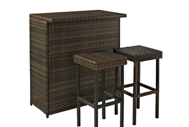 Host your next outdoor happy hour with the Palm Harbor 3pc Bar Set. With all-weather resin wicker over a powder-coated steel frame