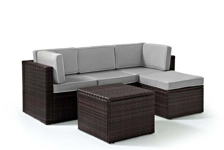 Enjoy entertaining outside with the Palm Harbor 5pc Sectional Set. Crafted with all-weather resin wicker woven over durable steel frames