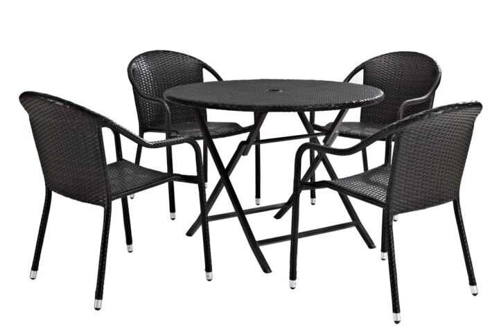 Create your own outdoor café with the Palm Harbor 5pc Dining Set. Featuring four stackable dining chairs and a round dining table
