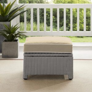 this ottoman has all-weather resin wicker woven over a durable steel frame. Incorporated with the rest of the Bradenton collection or paired with an eclectic mix of patio furniture