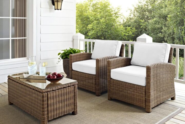 Create a relaxing retreat on your front porch or patio with the Bradenton 2pc Outdoor Armchair Set. Perfect for lounging