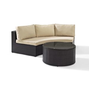 The Catalina 2pc Sectional Set transforms any outdoor space into the ultimate backyard retreat. The modular sofa and round coffee table feature all-weather resin wicker woven over durable powder-coated steel frames. Plush