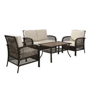 or sip cocktails by the pool with the Tribeca 4pc Conversation Set. With a unique diamond lattice design