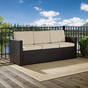 this outdoor couch has a lasting style. With comfortable moisture-resistant cushions and deep seating