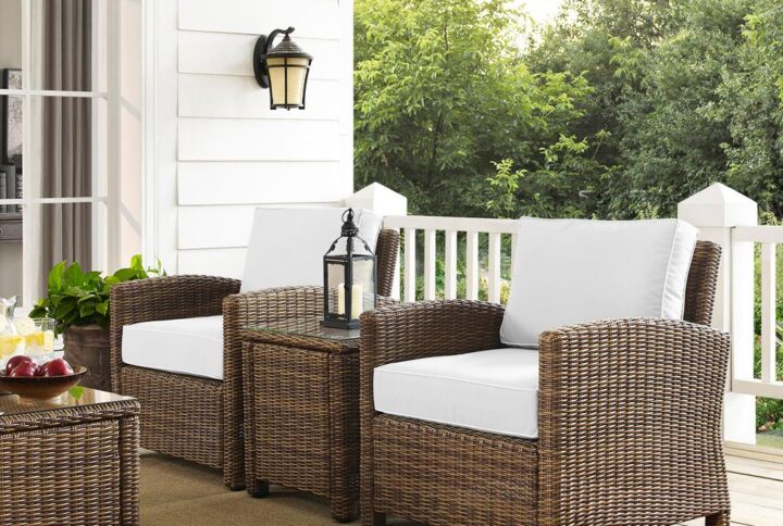 Create a relaxing retreat on your front porch or patio with the Bradenton 3pc Outdoor Chair Set. Perfect for kicking back on a sunny day