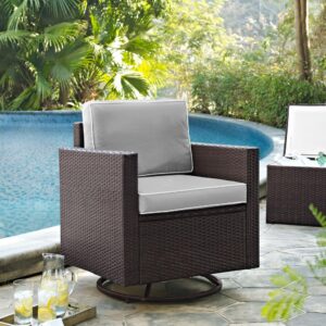Enjoy the outdoors with the Palm Harbor Swivel Rocker Chair. Crafted from all-weather resin wicker over durable powder-coated steel