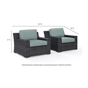 Create an instant oasis with the generous seating of the Beaufort 2pc Outdoor Chair Set. Each chair has beautifully woven flat resin wicker over powder-coated steel frames and thick moisture-resistant cushions. With a low-profile and understated curves