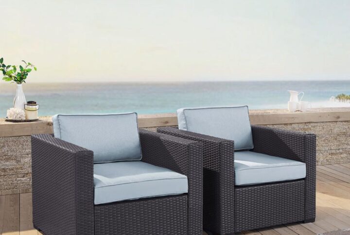 Entertaining outdoors gets an upgrade with the Biscayne 2pc Outdoor Chair Set. Stylish and durable