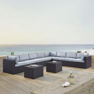 Entertaining large groups is easy with the Biscayne 7pc Sectional.  Every piece of the set has a durable powder-coated steel frame covered in beautiful all-weather resin wicker. The sofa offers thick cushioned seats with moisture-resistant covers