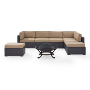 designed to provide comfort and withstand the elements. Nestled at the center of the set is a charming fire bowl made from sturdy steel that offers hours of warmth on cool nights. Craft your own personal backyard hideaway with the Biscayne Sectional Set.