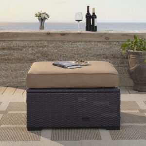 Entertaining outdoors is made effortless with the Biscayne Ottoman. This ottoman withstands the whims of mother-nature thanks to all-weather resin wicker and a moisture-resistant cushion. Pair the Biscayne Ottoman with a variety of sectional seating for a customizable space made for lounging.