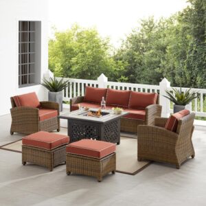 Spend warm summer days and cool summer nights with the Bradenton 6Pc Sofa Set with fire table. The sofa