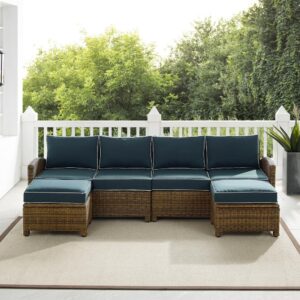 the loveseats can be pushed together to create a four-seat sofa or be arranged separately. The ottomans can easily be moved for a place to prop up your feet