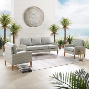 Bring coastal swagger to outdoor entertaining with the Capella 3pc Sofa Set. Blending cool neutral tones with natural finishes