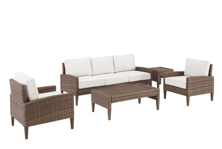 Kick back and relax with the Capella 5pc Sofa Set. Blending cool neutral tones with natural finishes