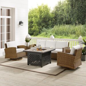 with seats covered in high-quality Sunbrella fabric that resists staining