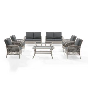 Gather friends and family for a day of relaxation with the Tribeca 8pc Conversation Set. With a unique lattice design