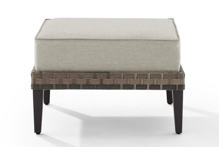 Kick up your feet and catch some sun with the Prescott Ottoman. Wrapped in all-weather wicker