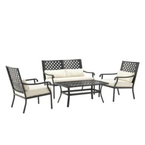Spend time in the garden or relax by the pool with the Alistair 4pc Conversation Set. With a unique lattice design