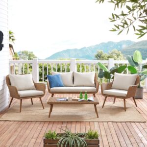 the Landon 4pc Outdoor Wicker Conversation Set brings classic charm to your outdoor living space. Combining style and comfort